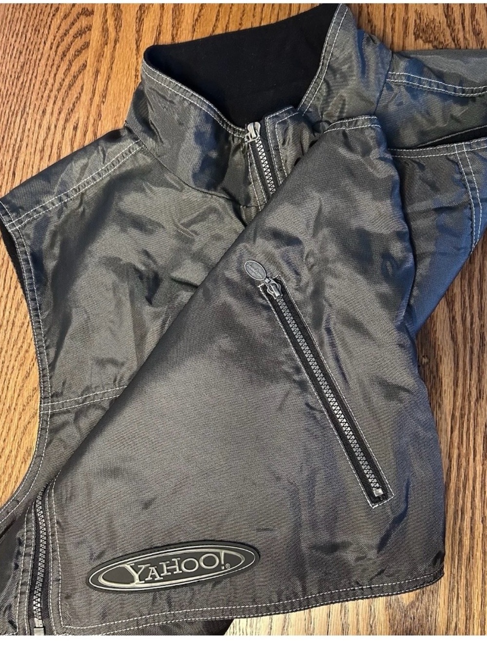 Yahoo! Gear Men’s XL Black Full Zip Fleece Lined Vest Embroidered Logo Y2K